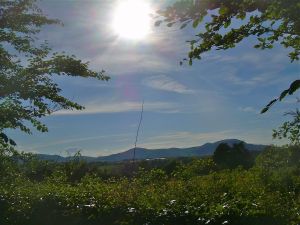 The Pentland Hills and sun