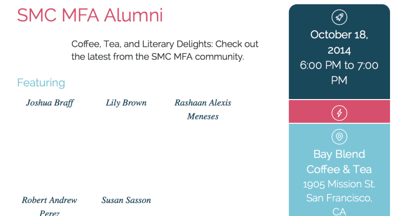 SMC MFA Lit Crawl 2014